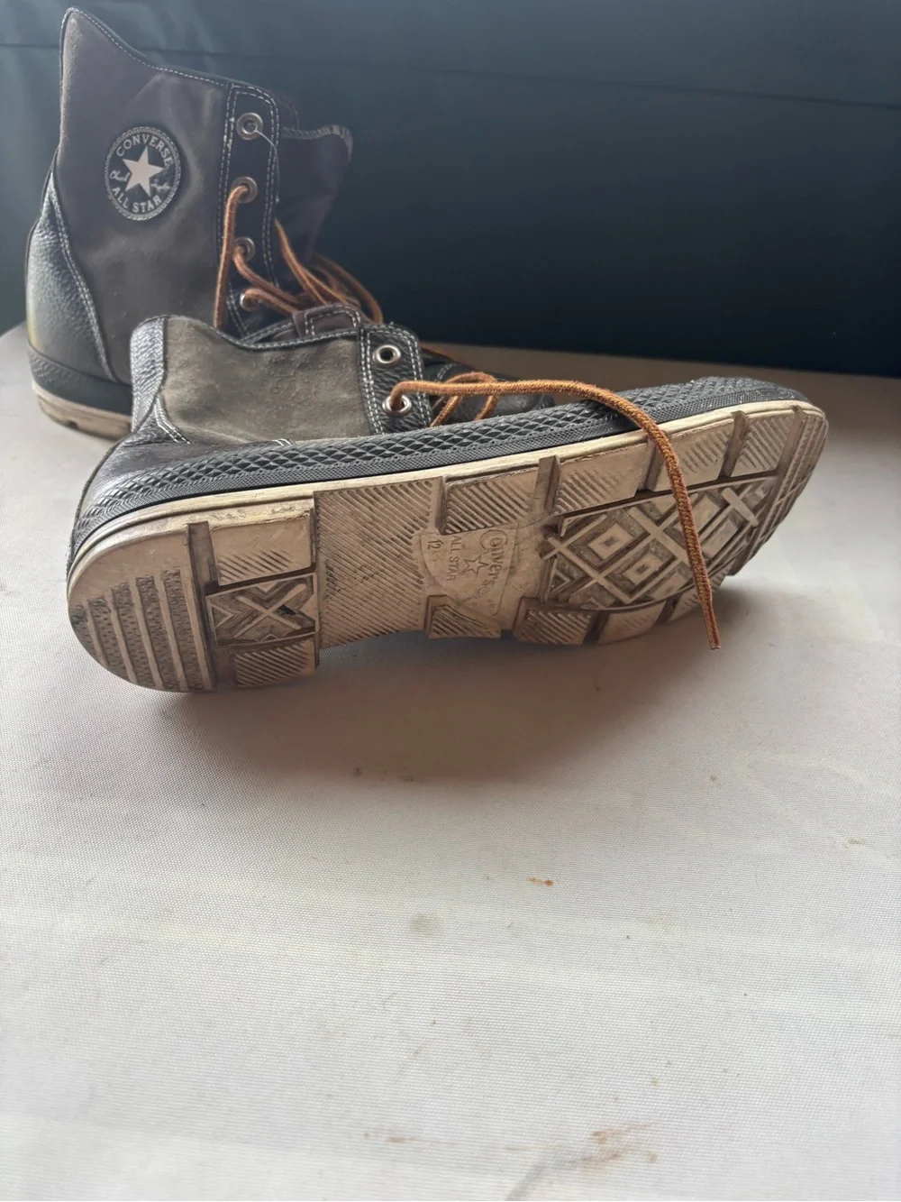 Vtg Converse Leather All Star Sneaker Boot Chuck Taylor Hi-Top US Size 12 Men's